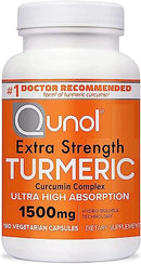 Qunol Turmeric Curcumin Capsules, 1500mg Extra Strength Supplement, Patented Hydro-Soluble Technology, Alternative to Turmeric Curcumin with Black Pepper, 90 Veggie Capsules