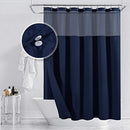 Hotel Style Cotton Shower Curtain with Snap-in Fabric Liner, Mesh Window Top, Honeycomb Waffle Weave Cotton Blend Fabric, Washable, White, 72x72 Inches