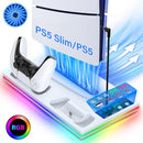 PS5/PS5 Slim Stand and Cooling Station with Controller Charging Station for PlayStation 5 Slim&Standard Disc/Digital Console, 10 RGB Light PS5 Cooler Accessories Incl 3 Levels Cooling Fan/USB Hub