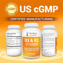 Dr. Berg D3 K2 Vitamin 5000 IU w/MCT Powder - Includes 50 mcg MK7 Vitamin K2, Purified Bile Salts, Zinc & Magnesium for Ultimate Absorption - K2 D3 Vitamin Supplement - 60 Capsules