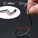 FishTrip EWG Hooks for Bass Fishing-50pcs Offset Worm Hook Texas Rig Hooks for Freshwater Saltwater Size 1/0