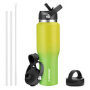 40 oz Insulated Water Bottle with Straw fit in Car Cup Holder(Cold 48 hrs, Hot 24 hrs) Drinking Bottle with Straw Lid, Spout Lid and Flex Cap Leakproof Travel Thermo Mug,White - Black