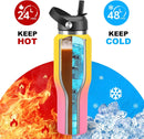 40 oz Insulated Water Bottle with Straw fit in Car Cup Holder(Cold 48 hrs, Hot 24 hrs) Drinking Bottle with Straw Lid, Spout Lid and Flex Cap Leakproof Travel Thermo Mug,White - Black