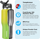 40 oz Insulated Water Bottle with Straw fit in Car Cup Holder(Cold 48 hrs, Hot 24 hrs) Drinking Bottle with Straw Lid, Spout Lid and Flex Cap Leakproof Travel Thermo Mug,White - Black