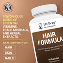 Dr. Berg All-in-One Vitamins for Hair, Skin, & Nails - Advanced Formula with Biotin, Saw Palmetto, DHT Blocker, & Trace Minerals - 90 Veg Capsules