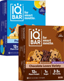 IQBAR Brain and Body Plant Protein Bars - Peanut Butter Chip - 12 Count, Low Carb, High Fiber, Gluten Free, Vegan Snacks - Low Sugar Keto Energy Bars