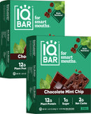 IQBAR Brain and Body Plant Protein Bars - Peanut Butter Chip - 12 Count, Low Carb, High Fiber, Gluten Free, Vegan Snacks - Low Sugar Keto Energy Bars