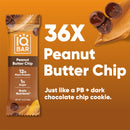 IQBAR Brain and Body Plant Protein Bars - Peanut Butter Chip - 12 Count, Low Carb, High Fiber, Gluten Free, Vegan Snacks - Low Sugar Keto Energy Bars
