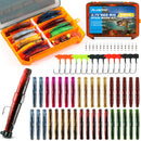 PLUSINNO 133PCS 5.5" Wacky Worm Fishing Lure Kit, Soft Plastic Fishing Lures, Grub Baits Hook Wacky Rig Bass Trout Fishing Worms Lures w/Tackle Box-A