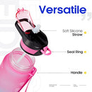 Fidus 32oz Motivational Water Bottles with Times to Drink & Straw,Leakproof BPA Free Bottle with Time Marker to Ensure You Drink Enough Water Daily for Fitness, Gym and Outdoor Sports