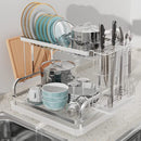 Sakugi Dish Drying Rack for Countertop - Rustproof Dish Rack, Space-Saving & Multipurpose Drying Rack for Kitchen Counter with Utensil Holder, Large-Capacity 2-Tier Dish Drying Rack, Black