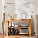 Pipishell Bamboo Shoe Rack Bench, 3 Tier Sturdy Shoe Organizer, Storage Shoe Shelf, Holds up to 300lbs for Entryway Bedroom Living Room Balcony, Bamboo