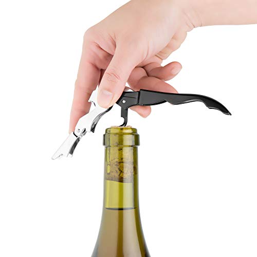 True TrueTap Double Hinged Waiter’s Corkscrew, Matte Black Bottle Opener with Foil Cutter, Wine Key