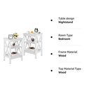 VECELO Modern Versatile Nightstands X-Design Side End Table Night Stand Storage Shelf with Bin Drawer for Living Room Bedroom, Set of 2 (Brown)