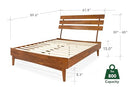 Bme Caden 15" Bed Frame with Adjustable Headboard - Mid Century, Retro Style with Acacia Wood - No Box Spring Needed - Wood Slat Support - Easy Assembly (Caramel, King (U.S. Standard))