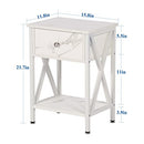 VECELO Modern Versatile Nightstands X-Design Side End Table Night Stand Storage Shelf with Bin Drawer for Living Room Bedroom, Set of 2 (Brown)