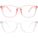 livho 2 Pack Blue Light Blocking Glasses, Computer Reading/Gaming/TV/Phones Glasses for Women Men,Anti Eyestrain & UV Glare (*B1 Light Blcak+Clear, Clear)