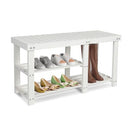 ECOMEX Shoe Rack Bench for Entryway, 3-Tier Wooden Shoe Shelf Shoe Organizer Bench Shoe Organizer Entryway Bench for Bedroom Balcony Entryway Entrance, Black(33.5''L)