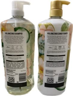 Pantene Essential Botanicals White Tea and Cucumber Volumizing Shampoo and Conditioner Set - 38.2 oz Per Bottle - 0% Parabens, Dyes, Mineral Oil, Phthalates, and Phosphates