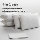 Niagara 4 Pack King Pillow Protectors with Zipper, Soft Quiet Cotton Sateen, Effective Dust Protection, Stay in Place Pillow Covers, Ideal for Home, Guests, Rentals (20x36 Inches)