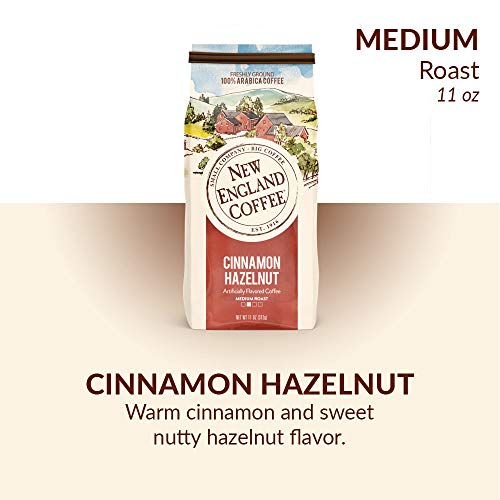 New England Coffee Hazelnut Crème Medium Roast Ground Coffee, 22oz Bag (Pack of 1)