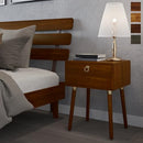 Bme Caden Solid Wood Nightstand/Side Table/End Table, Fully Assembled, with 1-Drawer for Mid Century Bedroom and Living Room, Caramel