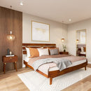 Bme Caden 15" Bed Frame with Adjustable Headboard - Mid Century, Retro Style with Acacia Wood - No Box Spring Needed - Wood Slat Support - Easy Assembly (Caramel, King (U.S. Standard))