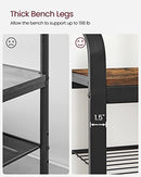 VASAGLE Coat Rack, Hall Tree with Shoe Bench for Entryway, Entryway Bench with Coat Rack, 4-in-1, with 9 Removable Hooks, a Hanging Rod, 13.3 x 28.3 x 72.1 Inches, Rustic Brown and Black UHSR40B