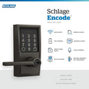 Schlage Encode Smart Wi-Fi Deadbolt with Century Trim in Matte Black