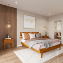 Bme Caden Solid Wood Nightstand/Side Table/End Table, Fully Assembled, with 1-Drawer for Mid Century Bedroom and Living Room, Caramel