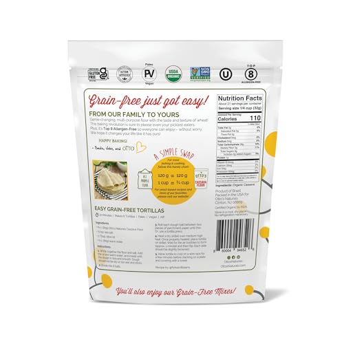 Otto's Naturals Multi-Purpose Cassava Flour, Non-GMO, Gluten-Free, Grain, Nut and Gum-Free, 1-to-1 Wheat Flour Alternative, Paleo, AIP, 2 lb