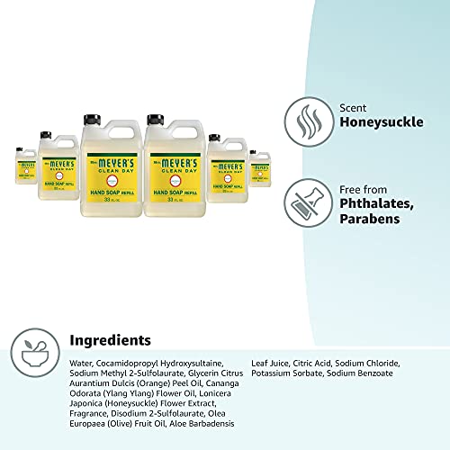 MRS. MEYER'S CLEAN DAY Liquid Hand Soap Refill, Cruelty Free and Biodegradable Formula, Lavender Scent, 33 Fl Oz (Pack of 1)