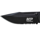Smith & Wesson M&P SWMP13BS 8.2in High Carbon S.S. Folding Knife with 3.5in Serrated Clip Point Blade and Aluminum Handle for Tactical, Survival and EDC