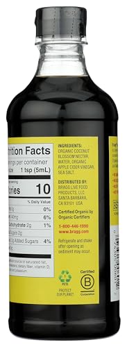 Bragg Organic Coconut Aminos – 16oz, Soy-Free Alternative, Gluten-Free, Dark & Rich Flavor for Cooking – Vegan, No Salt Added, Packed with Amino Acids – Plant-Based Seasoning & Marinade
