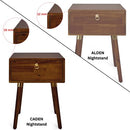 Bme Caden Solid Wood Nightstand/Side Table/End Table, Fully Assembled, with 1-Drawer for Mid Century Bedroom and Living Room, Caramel