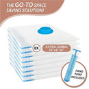 20 Pack Vacuum Storage Bags, Space Saver Bags (4 Jumbo/4 Large/4 Medium/4 Small/4 Roll) Compression for Comforters and Blankets, Sealer Clothes Storage, Hand Pump Included