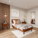 Bme Caden Solid Wood Nightstand/Side Table/End Table, Fully Assembled, with 1-Drawer for Mid Century Bedroom and Living Room, Caramel