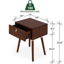 Bme Caden Solid Wood Nightstand/Side Table/End Table, Fully Assembled, with 1-Drawer for Mid Century Bedroom and Living Room, Caramel