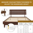 Bme Caden 15" Bed Frame with Adjustable Headboard - Mid Century, Retro Style with Acacia Wood - No Box Spring Needed - Wood Slat Support - Easy Assembly (Caramel, King (U.S. Standard))