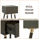 Bme Caden Solid Wood Nightstand/Side Table/End Table, Fully Assembled, with 1-Drawer for Mid Century Bedroom and Living Room, Caramel