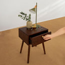 Bme Caden Solid Wood Nightstand/Side Table/End Table, Fully Assembled, with 1-Drawer for Mid Century Bedroom and Living Room, Caramel