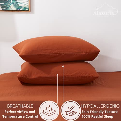 ALAZURIA Bedding Duvet Cover 2 Piece Set - Super Soft Prewashed, Duvet Covers Twin with Zipper Closure & 4 Corner Ties (1 Duvet Cover + 1 Pillow Case) Terracotta Pastel, Twin