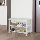 ECOMEX Shoe Rack Bench for Entryway, 3-Tier Wooden Shoe Shelf Shoe Organizer Bench Shoe Organizer Entryway Bench for Bedroom Balcony Entryway Entrance, Black(33.5''L)