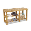 ECOMEX Shoe Rack Bench for Entryway, 3-Tier Wooden Shoe Shelf Shoe Organizer Bench Shoe Organizer Entryway Bench for Bedroom Balcony Entryway Entrance, Black(33.5''L)