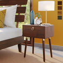 Bme Caden Solid Wood Nightstand/Side Table/End Table, Fully Assembled, with 1-Drawer for Mid Century Bedroom and Living Room, Caramel