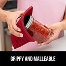 Gorilla Grip Heat and Slip Resistant Silicone Oven Mitts Set, Soft Cotton Lining, Waterproof, BPA-Free, Long Flexible Thick Gloves for Cooking, Kitchen Mitt Potholders, 12.5 in, Black
