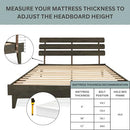 Bme Caden 15" Bed Frame with Adjustable Headboard - Mid Century, Retro Style with Acacia Wood - No Box Spring Needed - Wood Slat Support - Easy Assembly (Caramel, King (U.S. Standard))