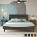 Bme Caden 15" Bed Frame with Adjustable Headboard - Mid Century, Retro Style with Acacia Wood - No Box Spring Needed - Wood Slat Support - Easy Assembly (Caramel, King (U.S. Standard))