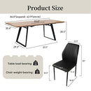 ZckyCine Modern mid-Century Dining Table Dining Table and Chairs for 6 Rectangular Wooden Dining Table Expandable Dining Table Space-Saving Multifunctional Dining Table (Table+6 Brown Chairs)