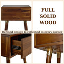Bme Caden Solid Wood Nightstand/Side Table/End Table, Fully Assembled, with 1-Drawer for Mid Century Bedroom and Living Room, Caramel